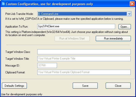 vælge eksplosion Brise Config Virtual Printer Driver, Set Transfer mode for PDF, TIFF, JPG, EMF  Virtual Printer Driver