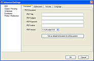 Set PDF options for ActMask Universe Virtual Printer Driver